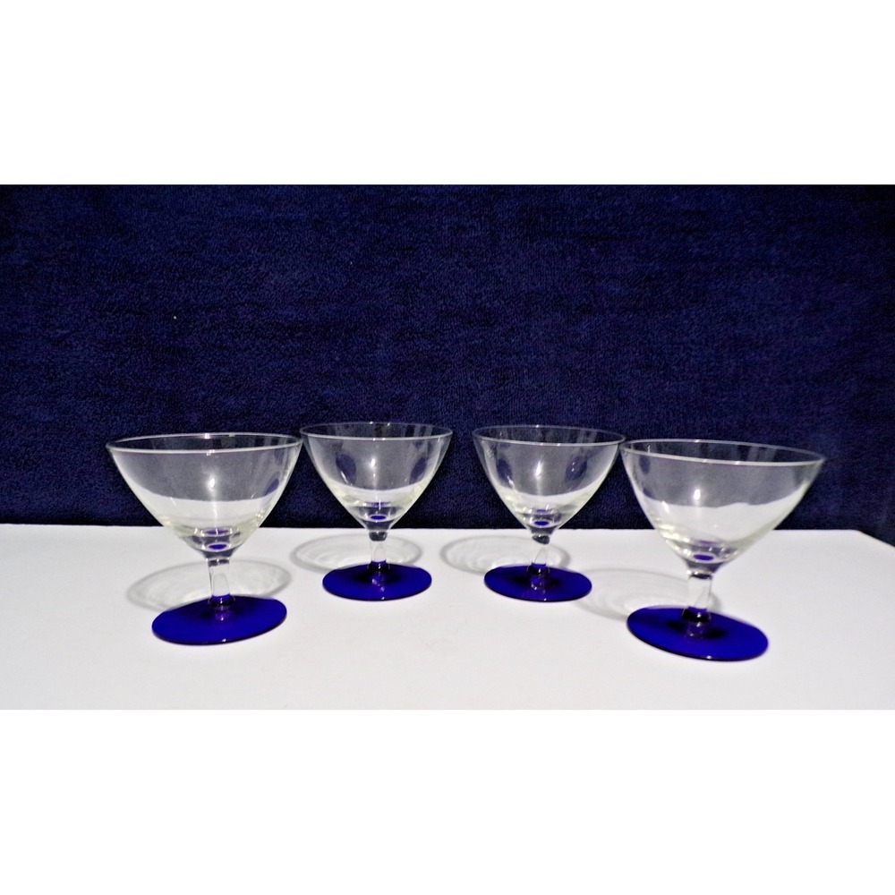 Louis Weston Cobalt Blue & Clear Sherbet Glasses Set of 5